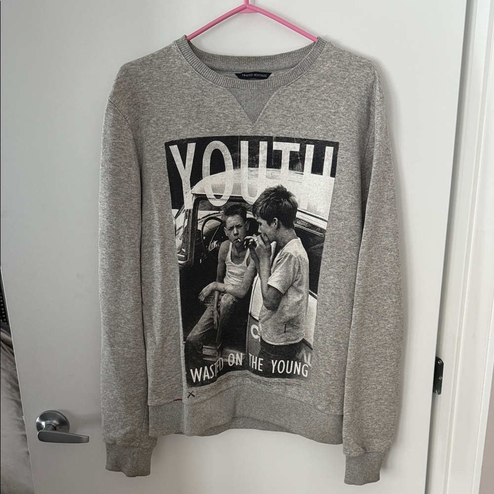 Youth Graphic Crewneck Sweater - Gray